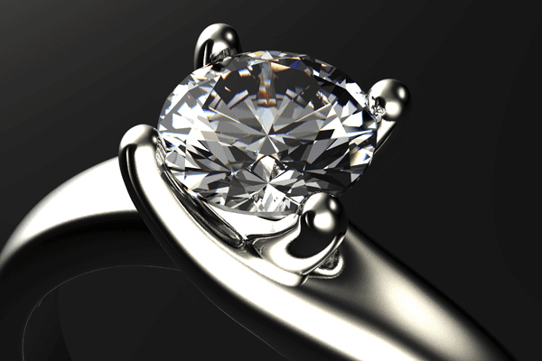 Round brilliant diamond in a four-claw setting